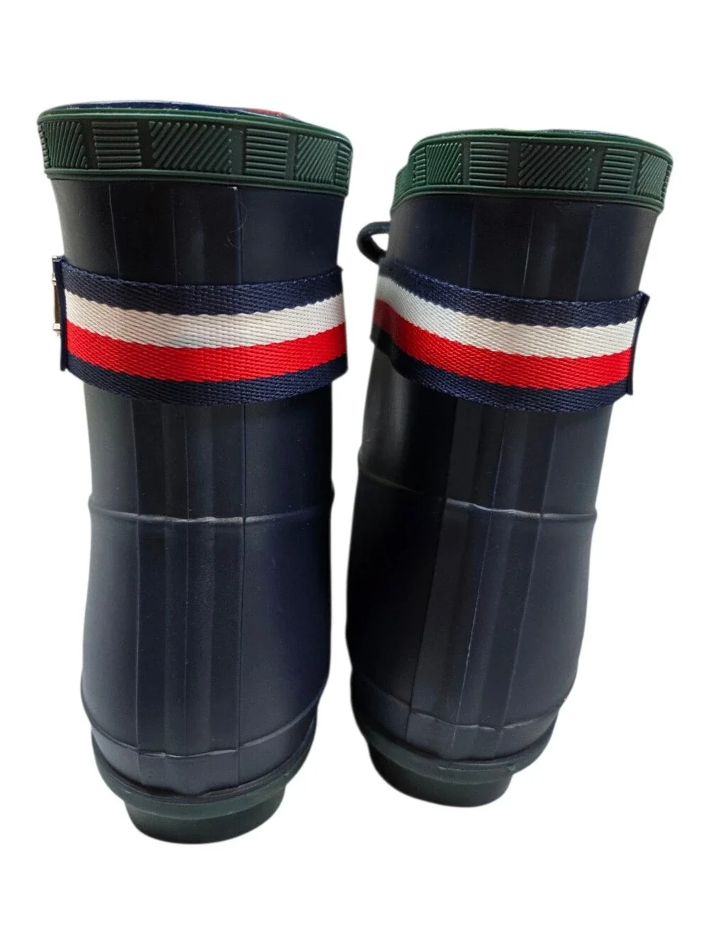 Tommy Hilfiger Faux Fur Lined Rain Boots Navy Lace Up Size 8